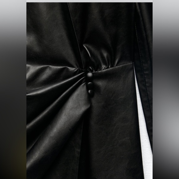 Zara Faux Leather Ruched Dress - Picture 6 of 8